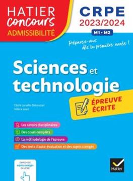 Imagem de SCIENCES ET TECHNO - CRPE 2023-2024 - EPREUVE ECRITE D´ADMISSIBILITE