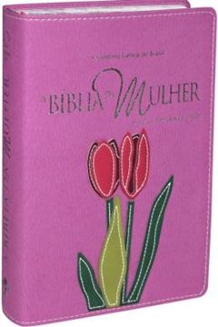 Imagem de A BIBLIA DA MULHER - COURO SINTETICO ROSA COM BORDAS FLORIDAS TAMANHO MEDIO